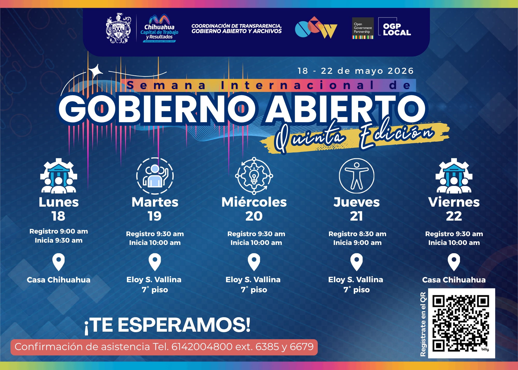 Portada de la invitación a la Semana de Gobierno Abierto de Chihuahua Capital.